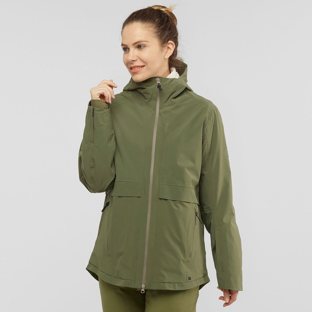 Chaqueta Esqui Salomon Mujer Verde Oliva - Salomon Argentina OUTLAW 3IN1 W,742610-VUT